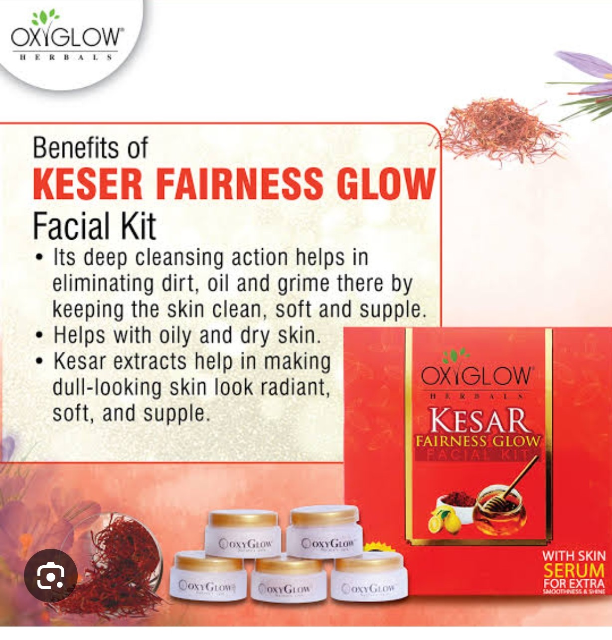 OXYGLOW HEARBAL KESAR FAIRNESS GLOW FACIAL KIT