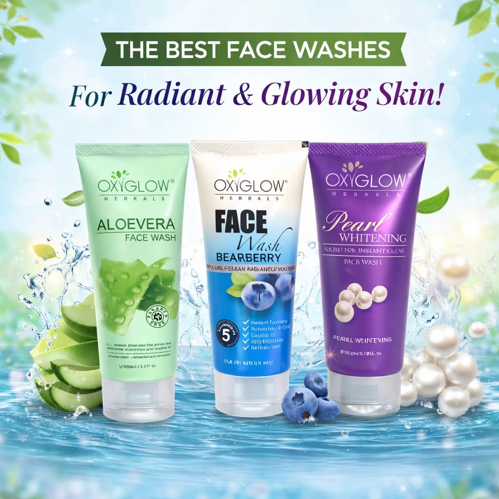 OXYGLOW ALOEVERA,BEARBERRY,PEARL WHITENING FACE WASH 3X100ML